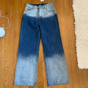 NWT High-Waisted Dipped Bleached Flared Jeans